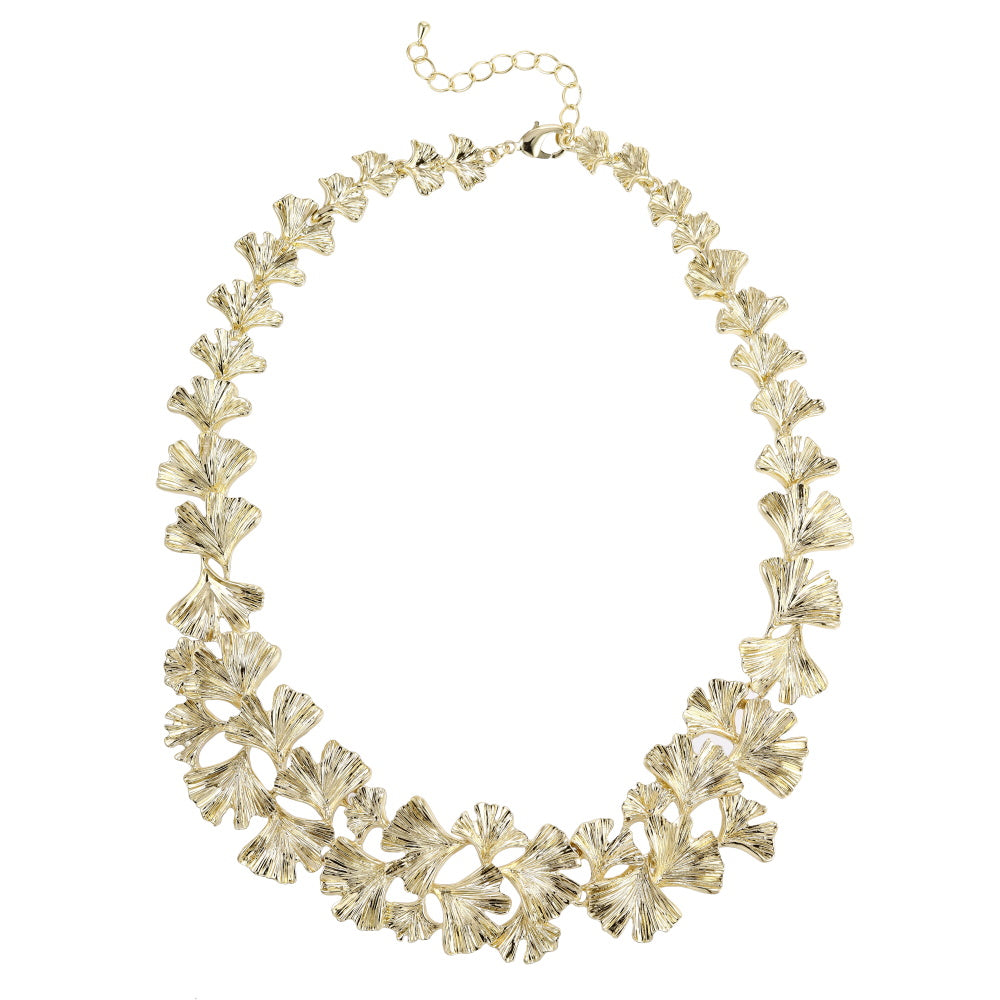 TNS58 BASE METAL GINKGO LEAVE NECKLACE