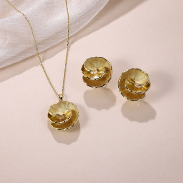 TNS59 BASE METAL SPIRAL FLORAL NECKLACE