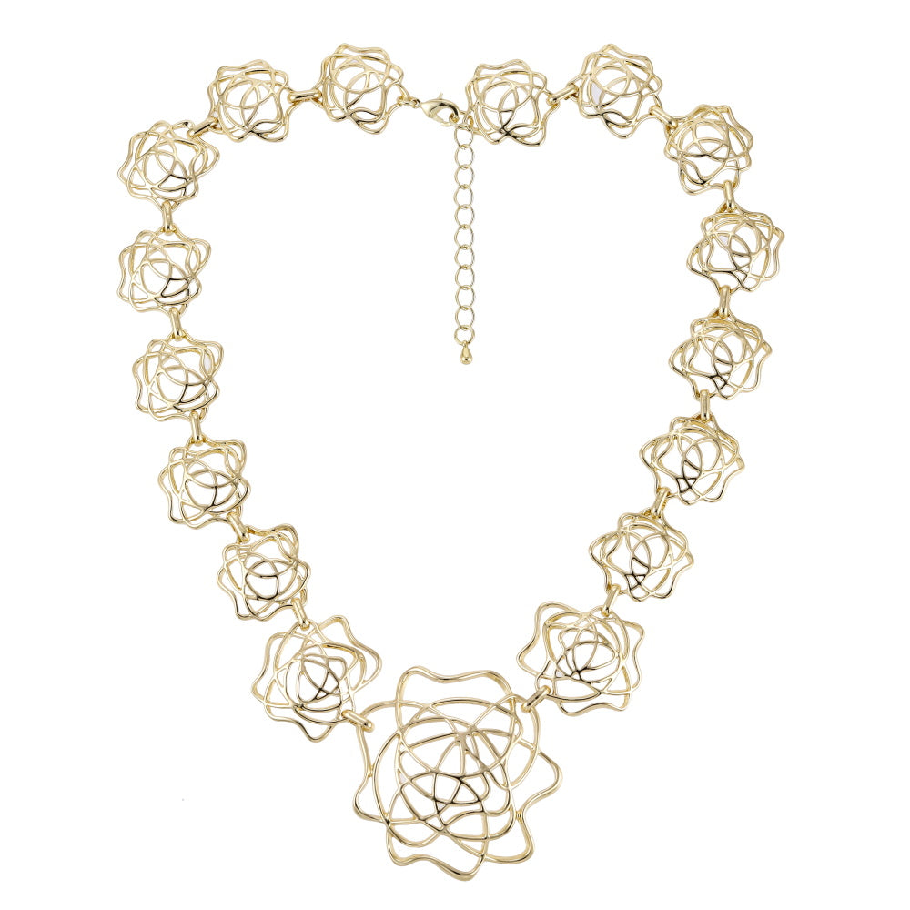 TNS67 BASE METAL OPENWORK FLORAL NECKLACE