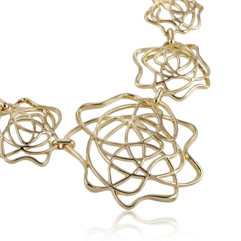 TNS67 BASE METAL OPENWORK FLORAL NECKLACE
