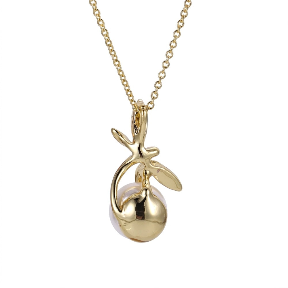 TNS76 BASE METAL DRAGONFLY CHARM NECKLACE WITH SHELL&SYN PEARL