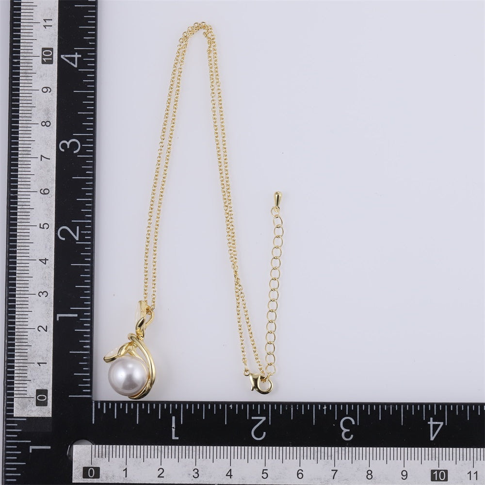 TNS76 BASE METAL DRAGONFLY CHARM NECKLACE WITH SHELL&SYN PEARL