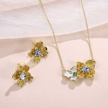 TES107 BASE METAL FLOWER EARRING