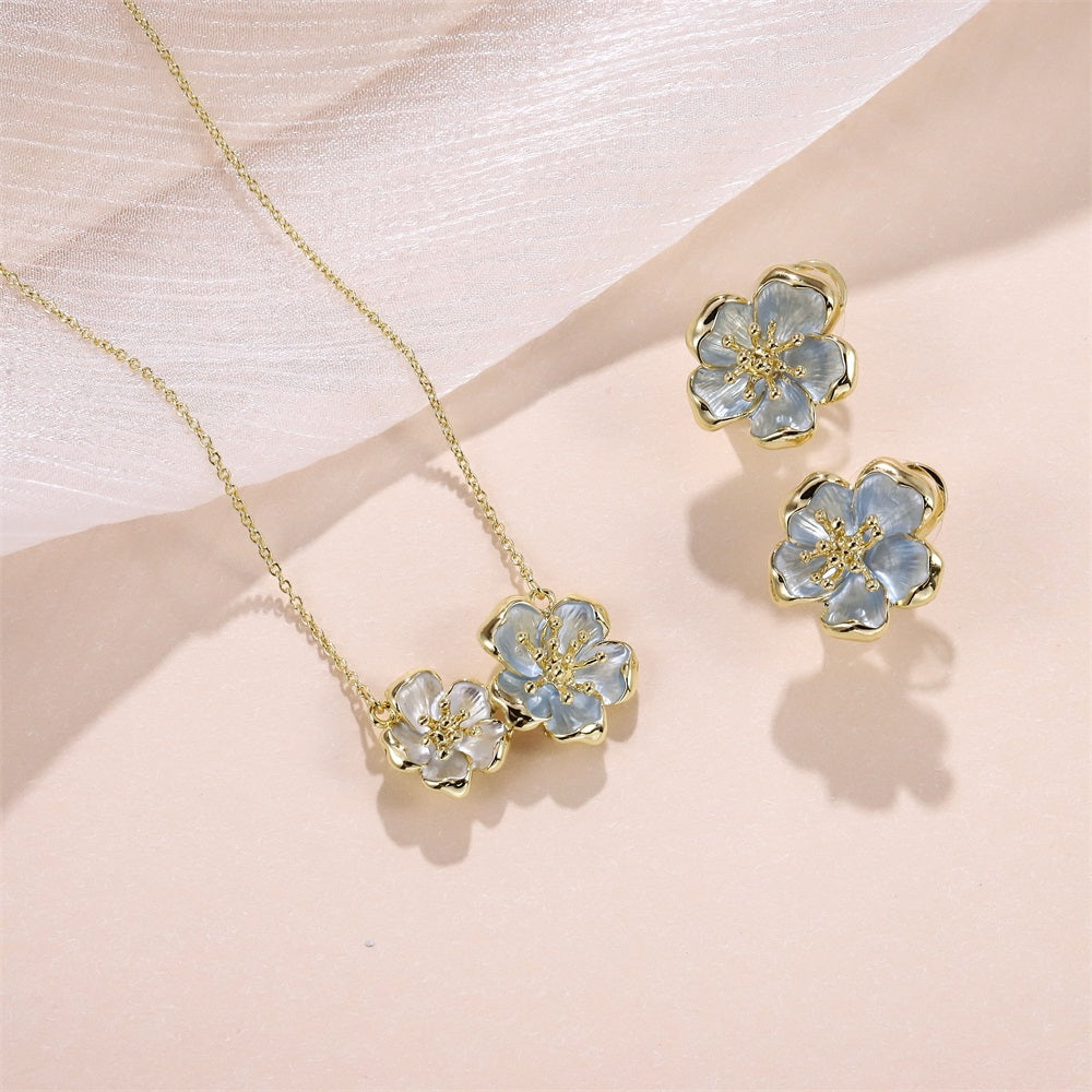 TES109 BASE METAL FLOWER EARRING
