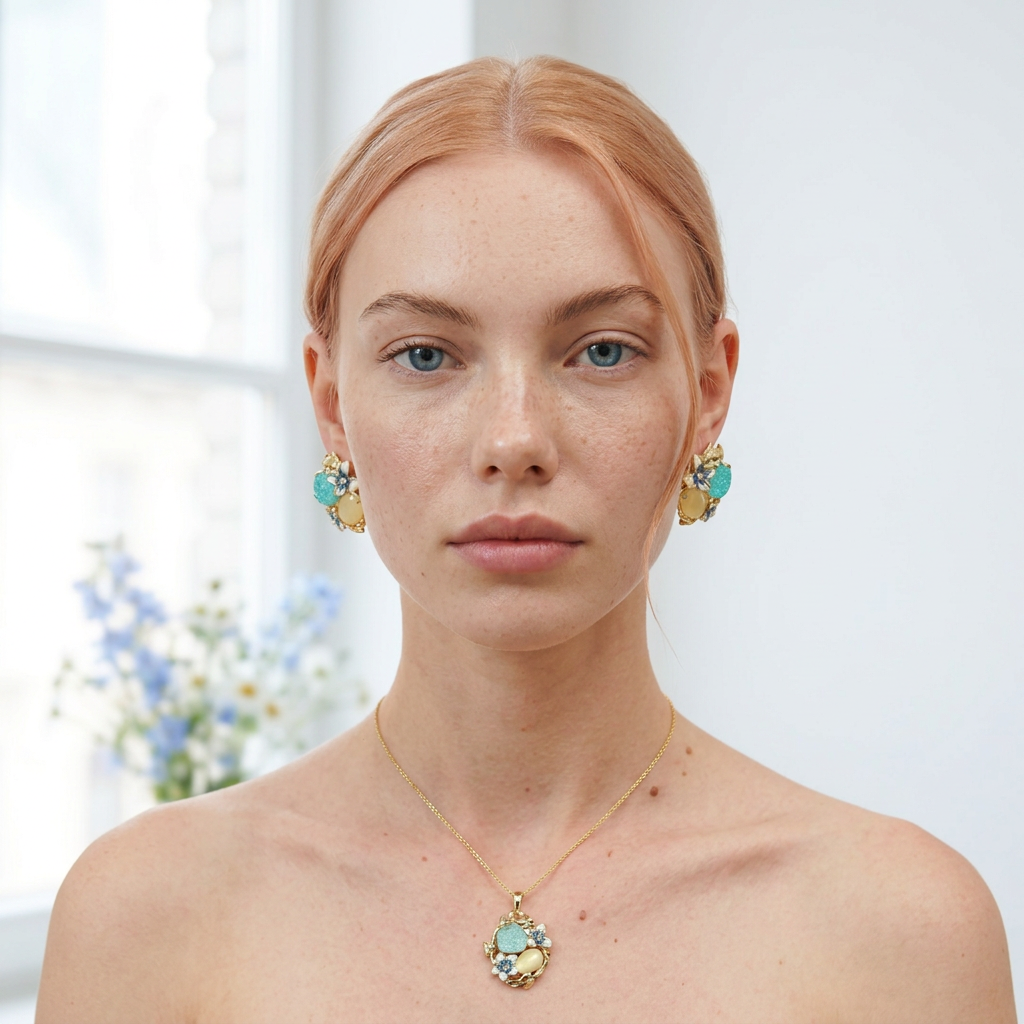 TES121 BASE METAL FLORAL EARRING