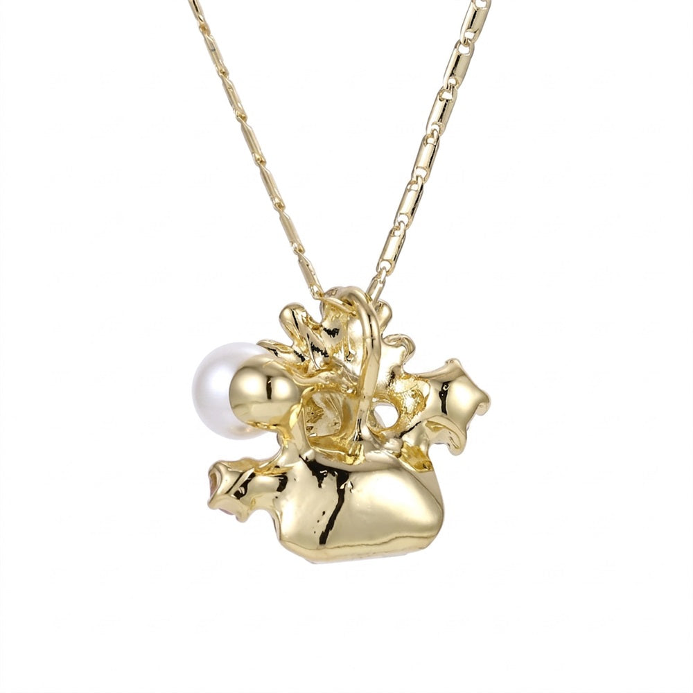TNS96 BASE METAL NECKLACE WITH FLORAL CHARM