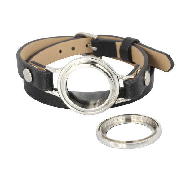 BSS491 STAINLESS STEEL LEATHER BRACELET AAB CO..