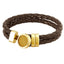 BSS541 STAINLESS STEEL LEATHER BRACELET