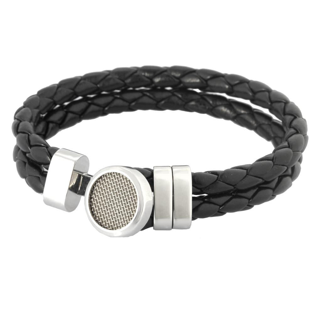 BSS541 STAINLESS STEEL LEATHER BRACELET AAB CO..