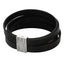 BSS546 STAINLESS STEEL LEATHER BRACELET