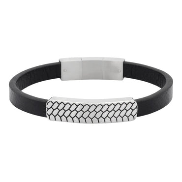 BSS555 STAINLESS STEEL BRACELET+LEATHER AAB CO..