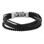 BSS575 STAINLESS STEEL LEATHER BRACELET