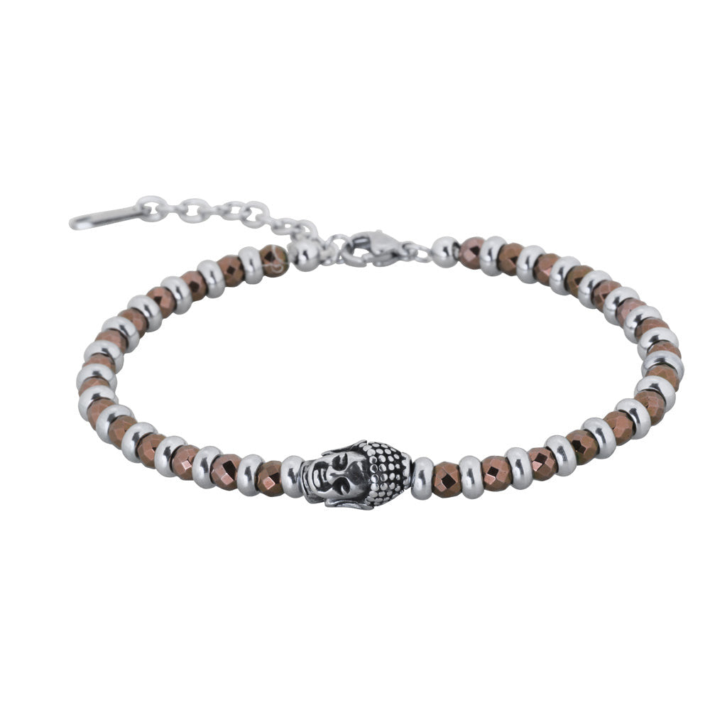 BSS625 STAINLESS STEEL HEMATITE BRACELET