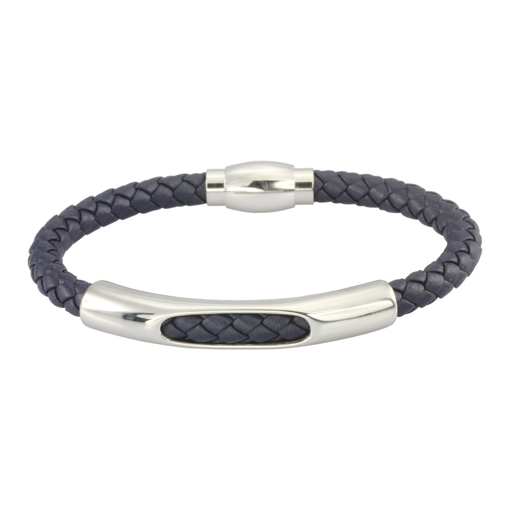 BSS644 STAINLESS STEEL LEATHER BRACELET AAB CO..
