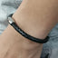 BSS675 STAINLESS STEEL LEATHER HALF BRACELET AAB CO..