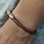 BSS675 STAINLESS STEEL LEATHER HALF BRACELET AAB CO..