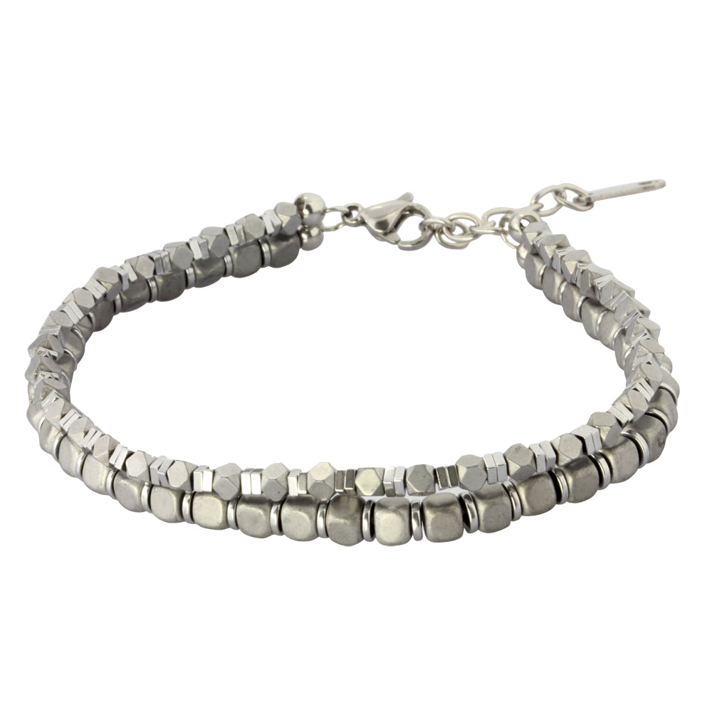 MBSS03 HEMATITE BRACELET WITH STAINLESS STEEL CLOSURE AAB CO..