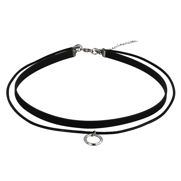NSS524 STAINLESS STEEL LEATHER NECKLACE