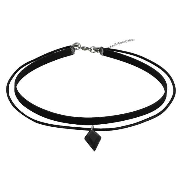 NSS525 STAINLESS STEEL LEATHER NECKLACE