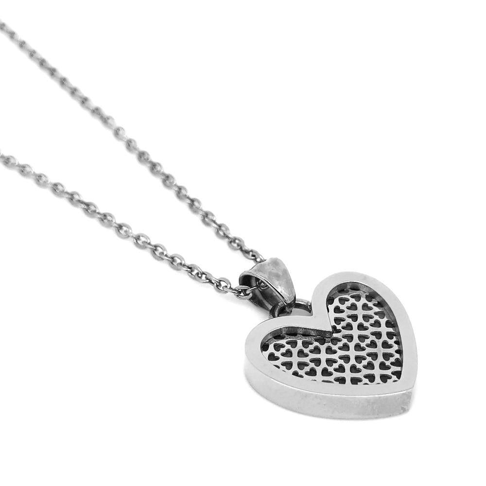 NSS498 STAINLESS STEEL NECKLACE WITH HEART DESIGN