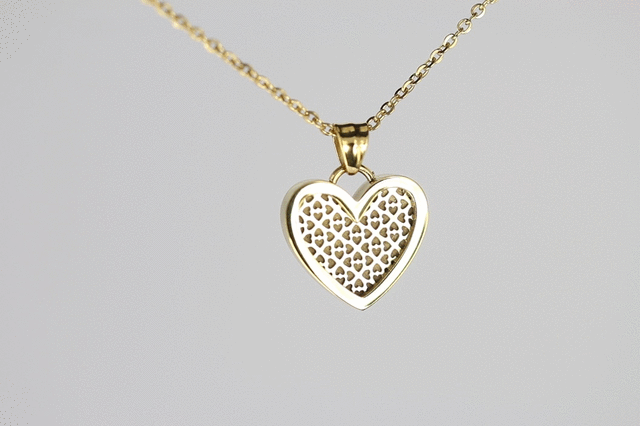 NSS498 STAINLESS STEEL NECKLACE WITH HEART DESIGN