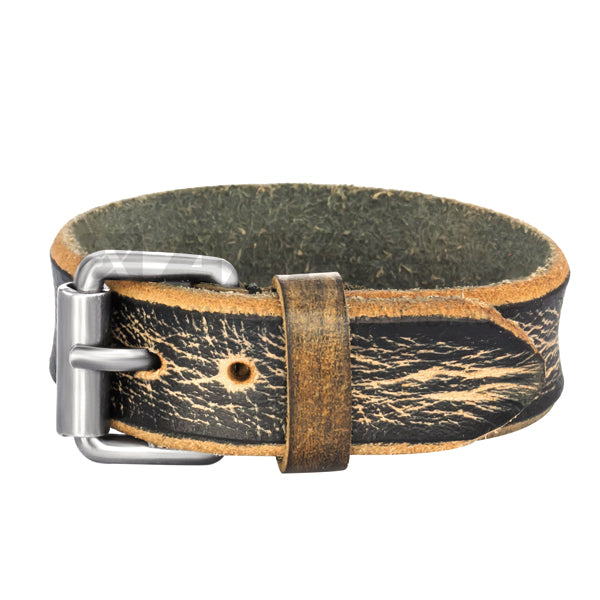 BSS445   LEATHER BRACELET WITH IRON