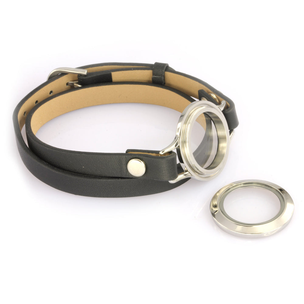 BSS491 STAINLESS STEEL LEATHER BRACELET AAB CO..