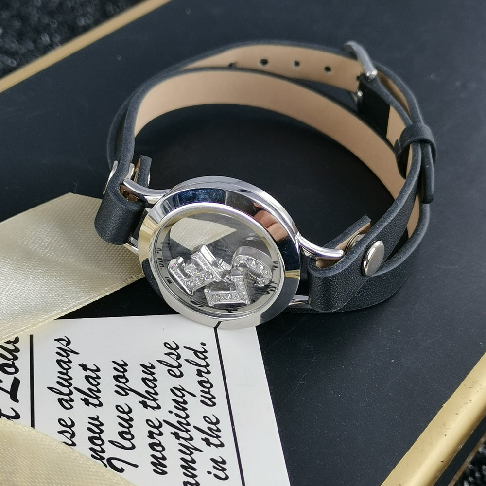 BSS491 STAINLESS STEEL LEATHER BRACELET AAB CO..