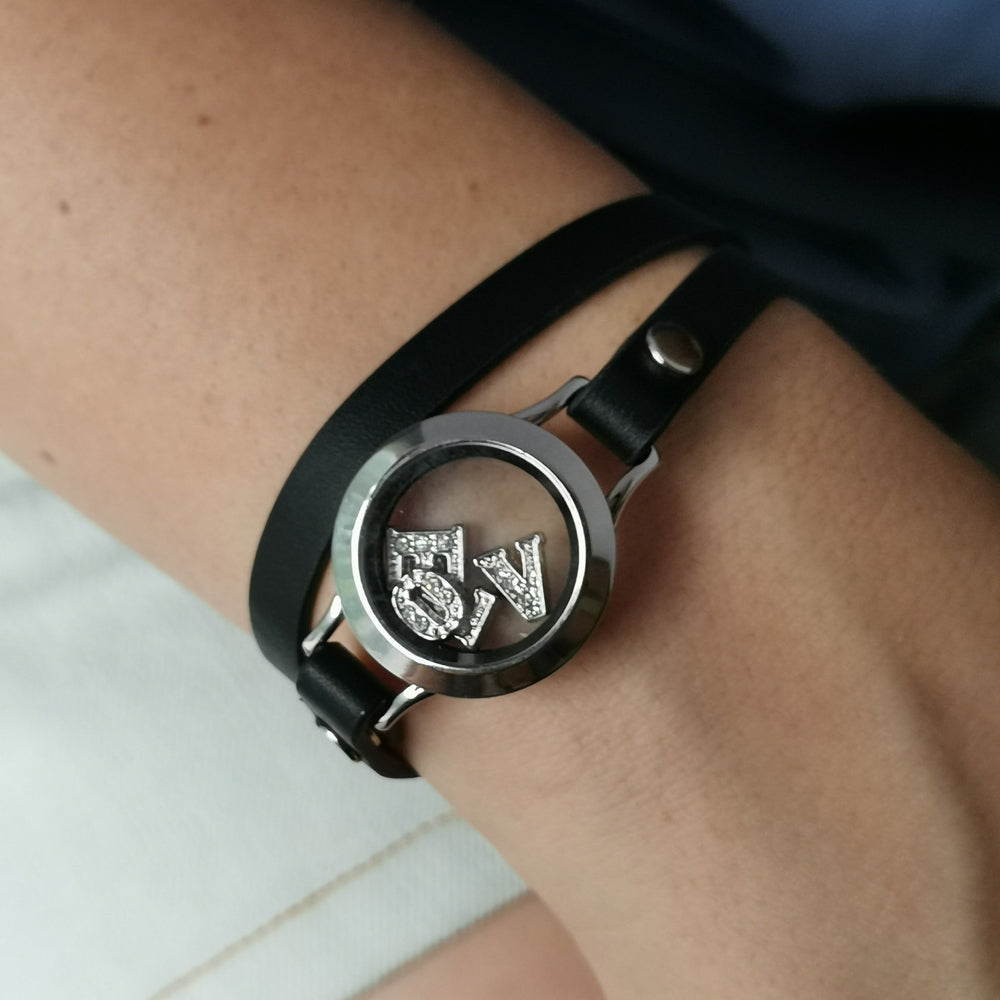 BSS491 STAINLESS STEEL LEATHER BRACELET AAB CO..