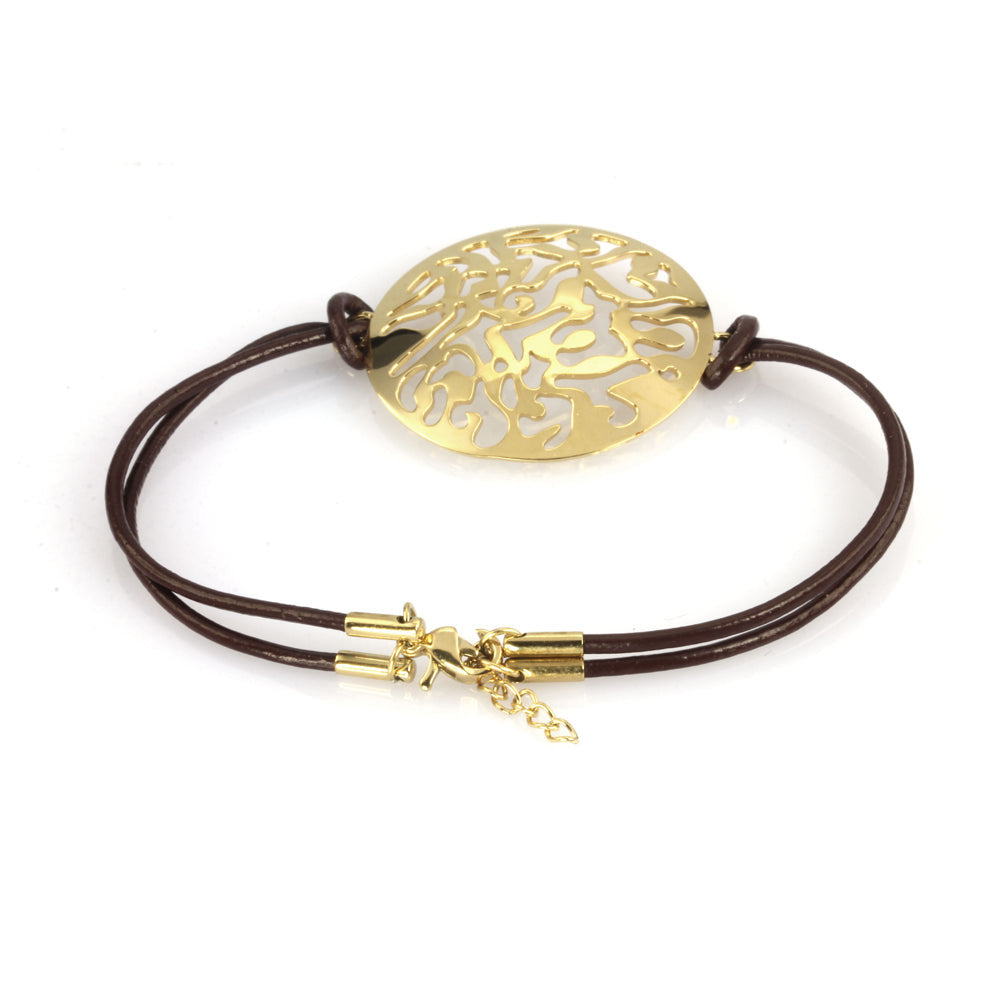 BSS492 STAINLESS STEEL LEATHER BRACELET AAB CO..
