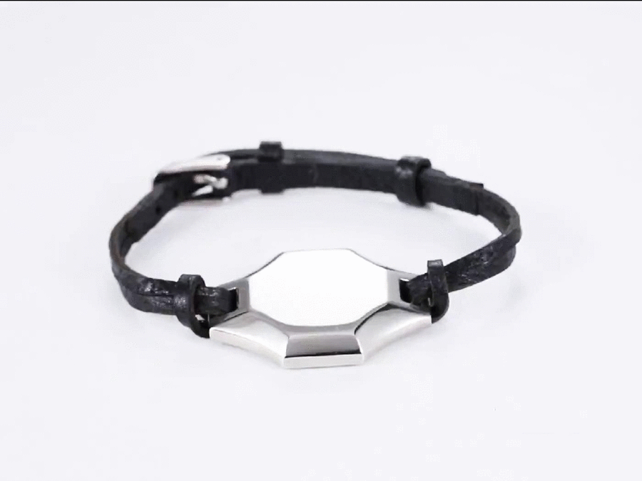 BSS550 STAINLESS STEEL LEATHER BRACELET AAB CO..