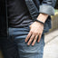 BSS635 STAINLESS STEEL LEATHER BRACELET