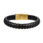 BSS635 STAINLESS STEEL LEATHER BRACELET