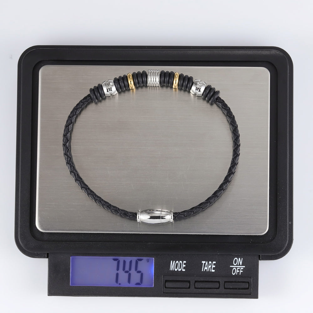 BSS638 STAINLESS STEEL LEATHER SILICON BRACELET AAB CO..