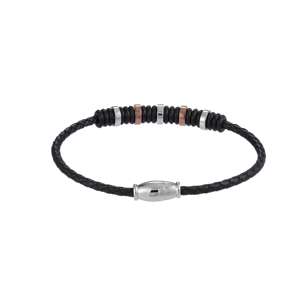 BSS639 STAINLESS STEEL LEATHER SILICON BRACELET AAB CO..