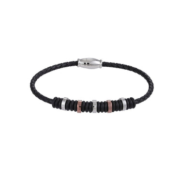 BSS639 STAINLESS STEEL LEATHER SILICON BRACELET AAB CO..