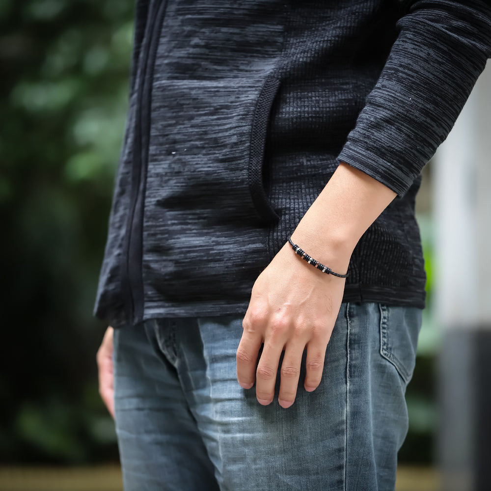 BSS639 STAINLESS STEEL LEATHER SILICON BRACELET AAB CO..