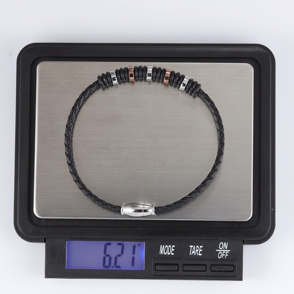 BSS639 STAINLESS STEEL LEATHER SILICON BRACELET AAB CO..