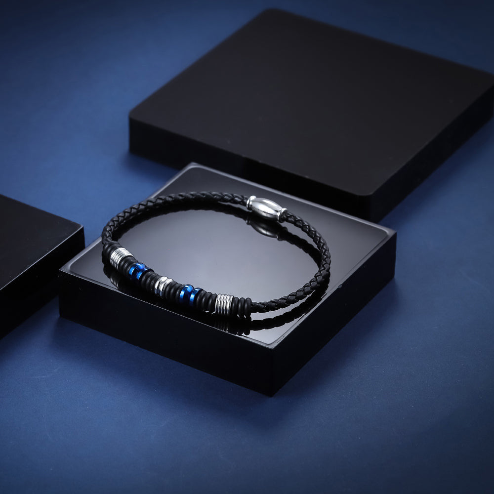 BSS640 STAINLESS STEEL LEATHER SILICON BRACELET AAB CO..