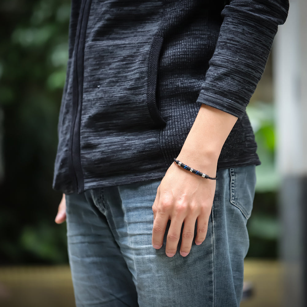 BSS640 STAINLESS STEEL LEATHER SILICON BRACELET AAB CO..