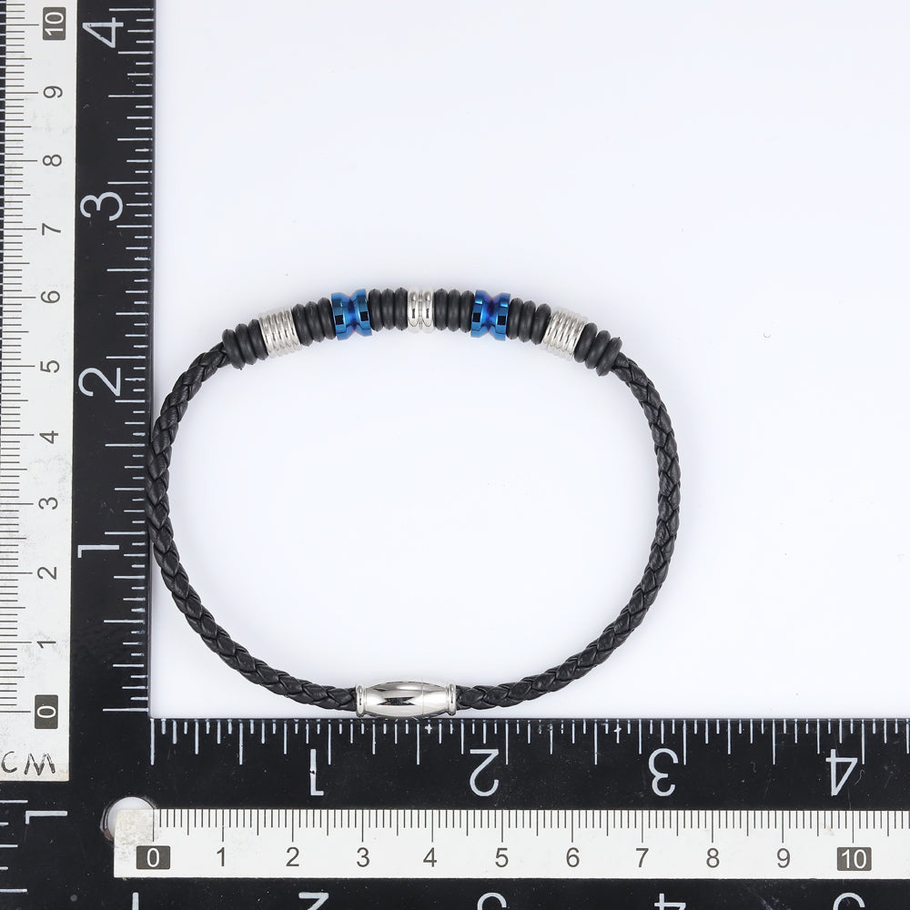 BSS640 STAINLESS STEEL LEATHER SILICON BRACELET AAB CO..