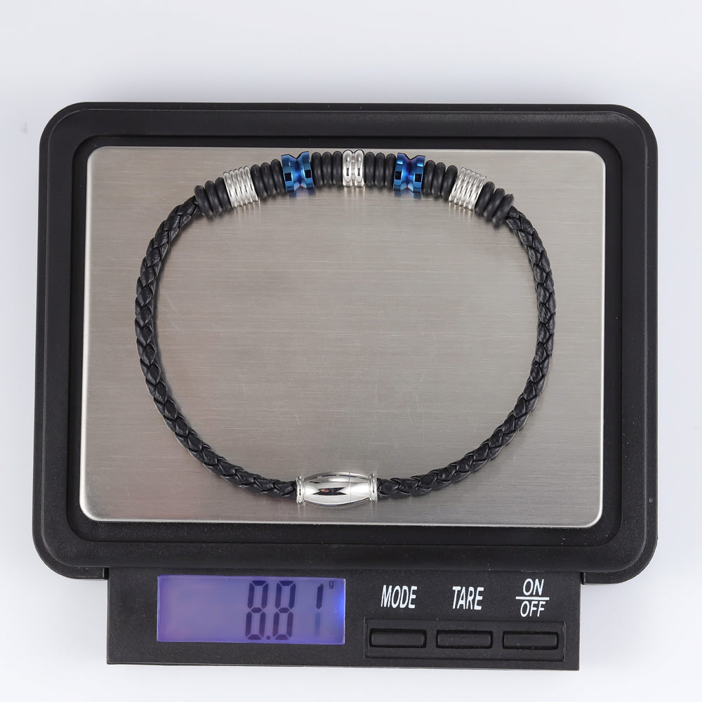 BSS640 STAINLESS STEEL LEATHER SILICON BRACELET AAB CO..