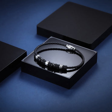 BSS641 STAINLESS STEEL LEATHER SILICON BRACELET AAB CO..