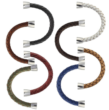 BSS675 STAINLESS STEEL LEATHER HALF BRACELET AAB CO..