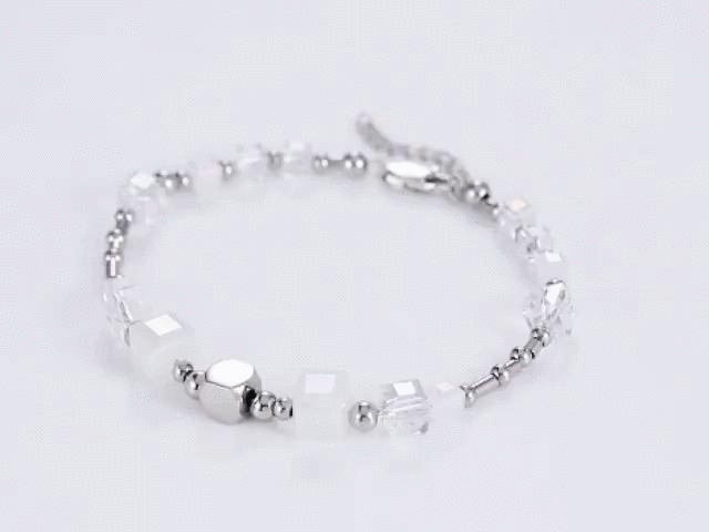 BSS814 STAINLESS STEEL BRACELET WITH GLASS