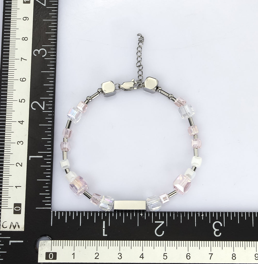 BSS815 STAINLESS STEEL BRACELET WITH GLASS AAB CO..