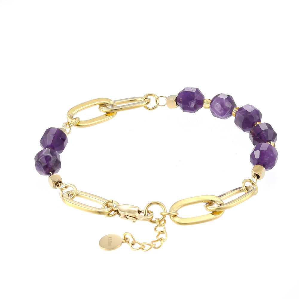 BSS857 STAINLESS STEEL BRACELET WITH NATURAL STONE AAB CO..