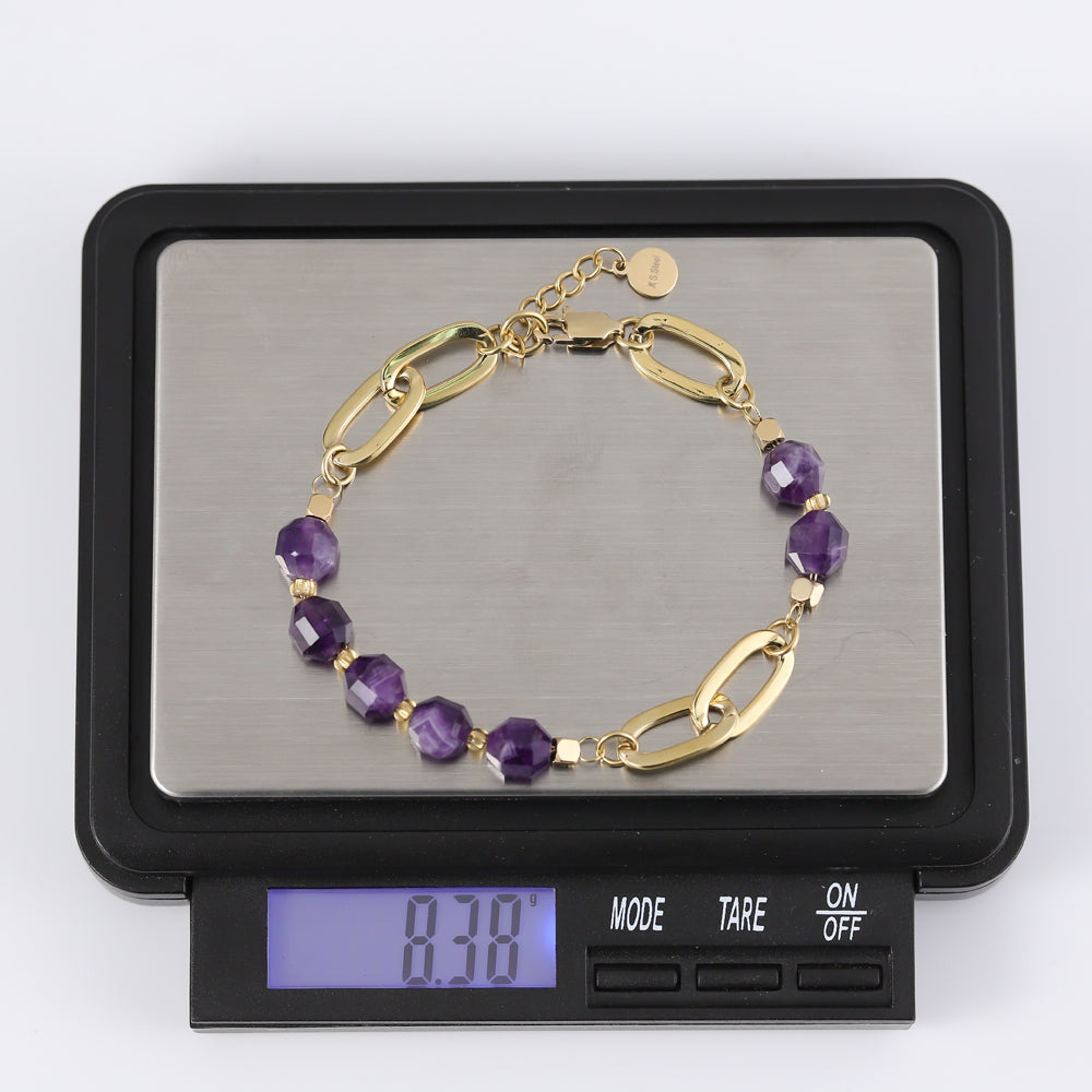 BSS857 STAINLESS STEEL BRACELET WITH NATURAL STONE AAB CO..