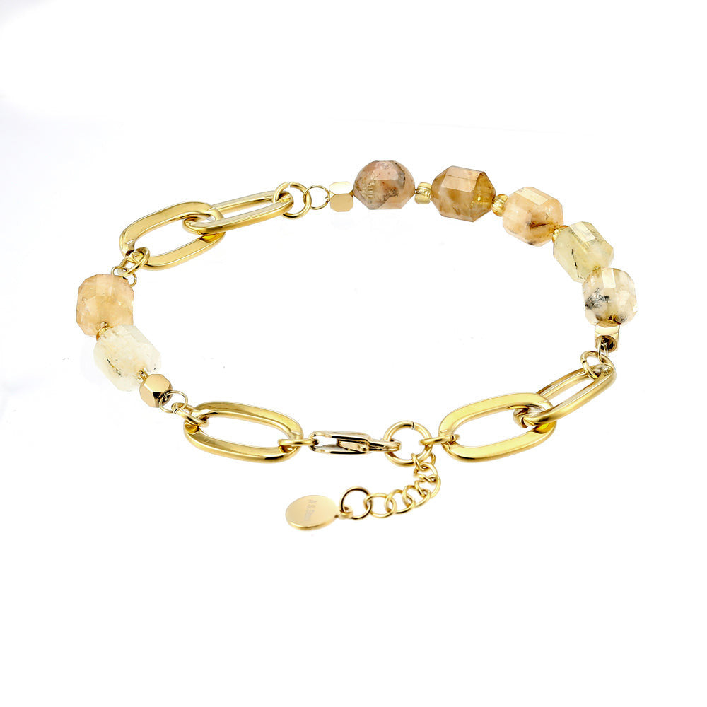 BSS857 STAINLESS STEEL BRACELET WITH NATURAL STONE AAB CO..