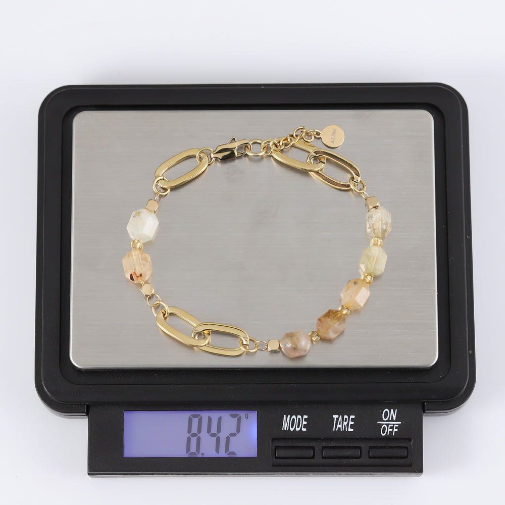 BSS857 STAINLESS STEEL BRACELET WITH NATURAL STONE AAB CO..